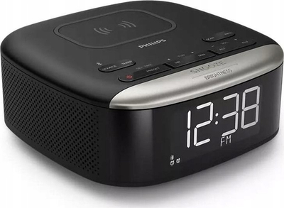 Radio me alarm Philips TAR7606/10, FM dixhitale, Bluetooth, karikim wireless Qi, e zezë