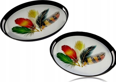 Set tabakash dekorative ovale, plastike, 2 copë, shumëngjyrëshe