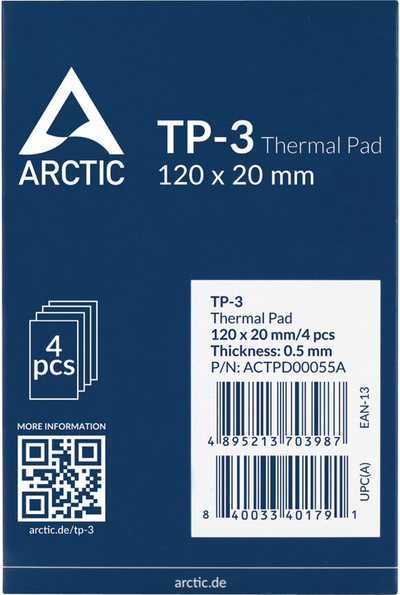 Термичка подлога Arctic TP-3 Thermal Pad 120x20x0,5мм (4 парчиња)