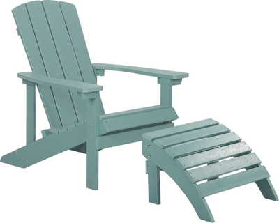 Karrige kopshti Beliani ADIRONDACK, me stool këmbësh, material plastic wood, ngjyrë turkeze